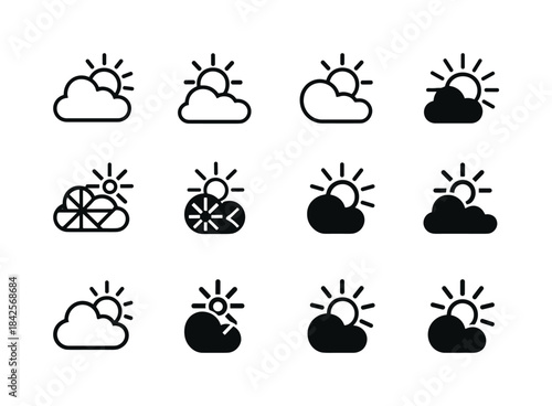 Weather Mood Icons. how weather affects mood. Icon set. Set Logo