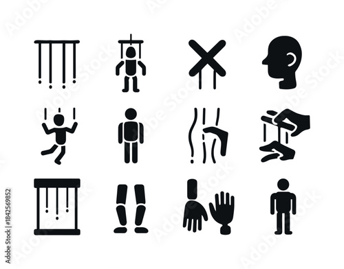 Marionette Icon Set. Marionette. Solid icon set of Marionette: p