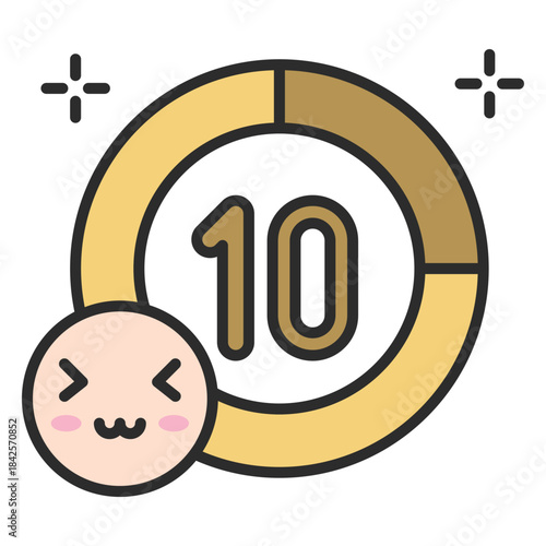 Countdown Clock – Cute New Year Outline Vector Illustration