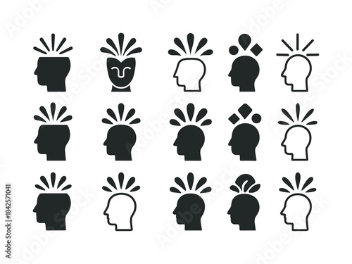 Creative Logos Grid. Creator. Icon set. Set Logo of Creator: hea