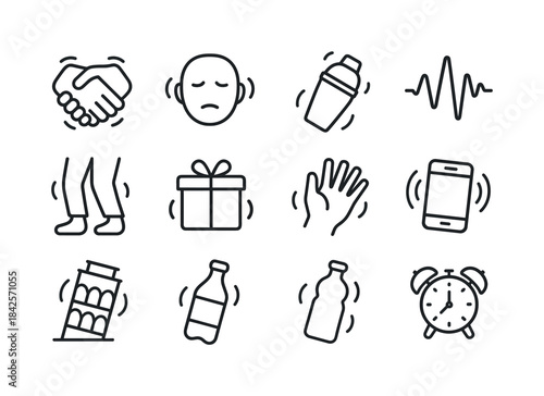 Shaking Icon Set. Shaking. Line icon set of Shaking: shaking han