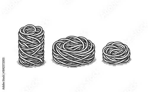 Hand drawn knots: twine variations in intricate sketch style