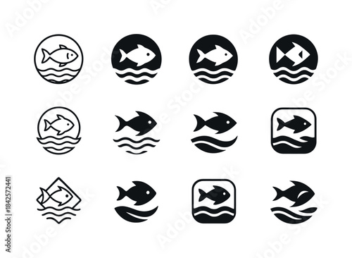 Algal Bloom Logos. Algal bloom control. Icon set. Set Logo of al