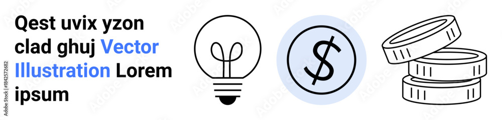 Obraz premium Innovation, financial planning, business growth, economic concepts, entrepreneurship, savings. Light bulb, dollar sign stacked coins. Innovation and financial planning concepts