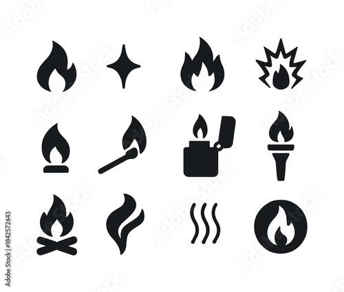 Fire Icons Collection. Fire & Flame. Solid icon set of Fire & Fl