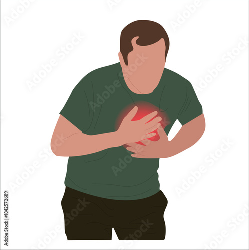man holding his sore chest


