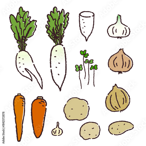 手描きの日常使いの野菜セット