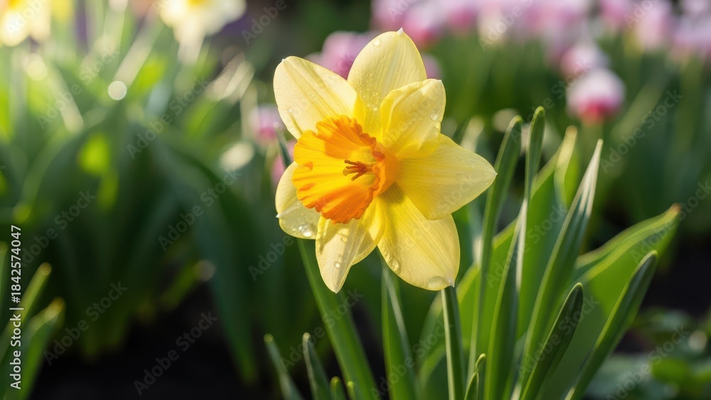 Obraz premium yellow or orange petal narcissus flower