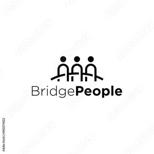A clean vector logo of bridge-shaped people symbolizing unity, teamwork, and community connection. Perfect for business collaboration, partnership, and social organization branding.