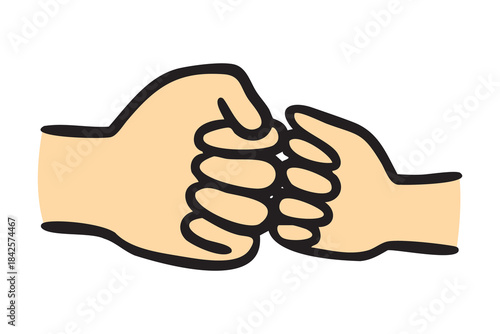 Dad and kid fist bump, hand drawn doodle