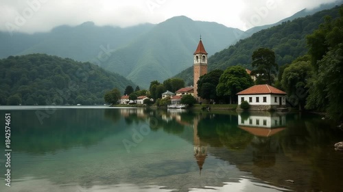 Wallpaper Mural Video A historic clock tower sits atop a lush green hillside Torontodigital.ca