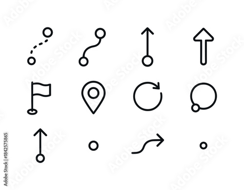 Path Tracking Icons. Path Tracking. Line icon set of Path Tracki