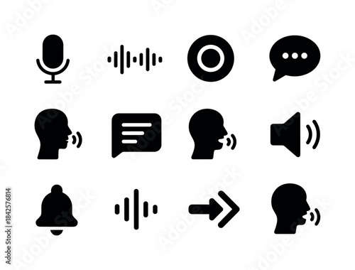 Voice Control Icons. Voice control. Solid icon set of voice cont