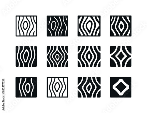 Decorative Wall Panels. Decorative Wall Panel. Icon set. Set Log