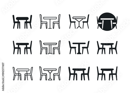 Harmonious Dining Icons. Kitchens and Dining Room Designs. Icon