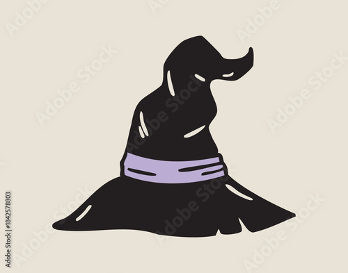 Classic witch hat, boho mystical witchy hand drawn style