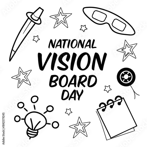 NATIONAL VISION BOARD DAY vector illustration isolated on white background