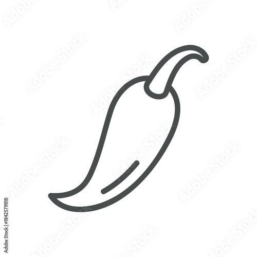 Chili Pepper Pod Icon. Thin Line Illustration of a Whole Hot Chili, Symbolizing Spicy Pepper, Capsicum Vegetable and Fiery Seasoning. Isolated Outline Vector Sign.