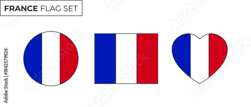 France flag vector icon set. France banner signs. France badge symbols