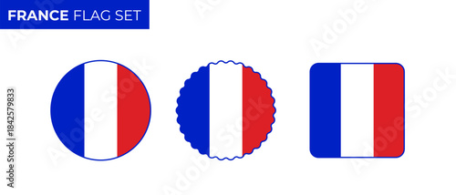 France flag vector icon set. France banner signs. France badge symbols