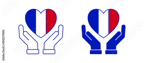 France flag vector icon set. France Map Pin signs symbols