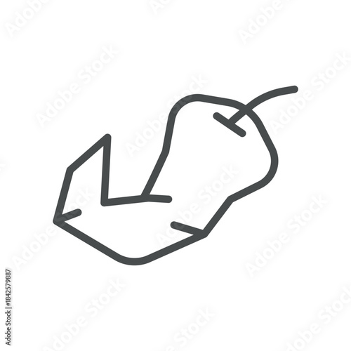 Dried Chili Pepper Icon. Thin Line Illustration of a Wrinkled Chili Pod, Symbolizing Sun‑Dried Spicy Pepper, Heat and Culinary Seasoning. Isolated Outline Vector Sign.