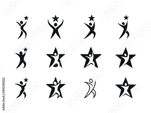 Dancing Icon Set. Dancing for TV shows and talent competitions.