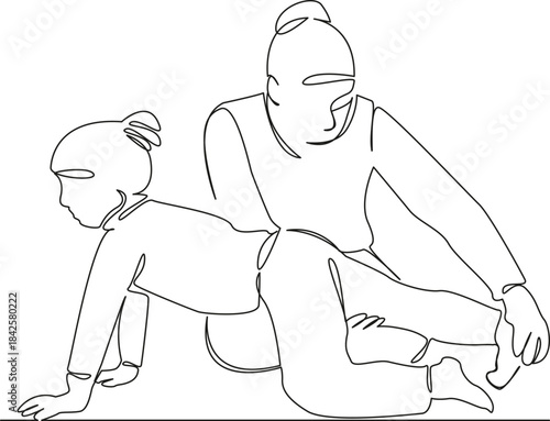 One continuous single drawing line art flat doodle children, clinic, medicals, exam, hospital, health, small, paediatrician. Isolated image hand draw contour on a white background, hand drawn, not AI