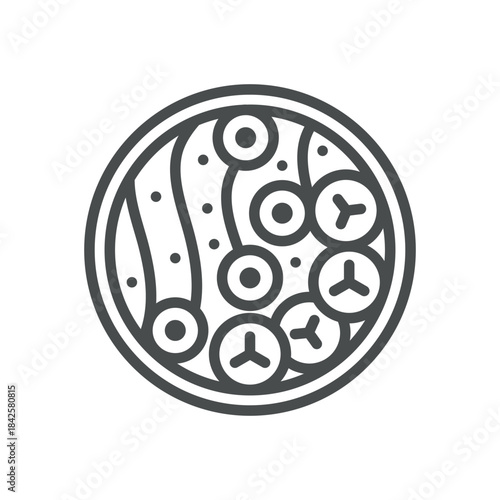 Smoothie Bowl Icon. Thin Line Illustration of a Decorative Bowl Filled with Smoothie, Fruits and Seeds, Symbolizing Healthy Breakfast, Acai Bowl and Superfood Meal. Isolated Outline Vector Sign.

