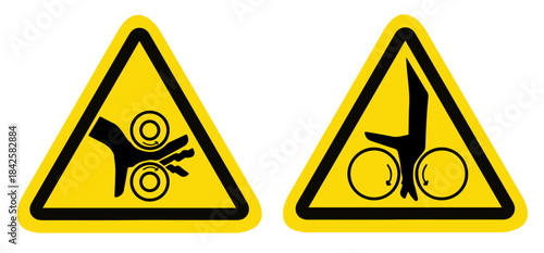 Hand crush roller pinch point symbol sign vector illustration isolate on white background