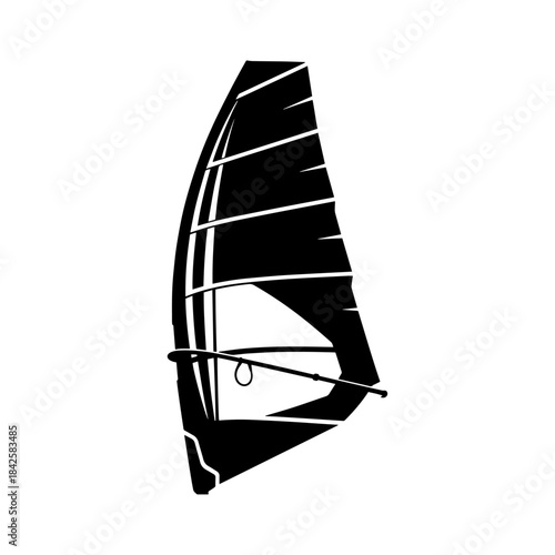 Windsurfing Sail Silhouette Vector Illustration.