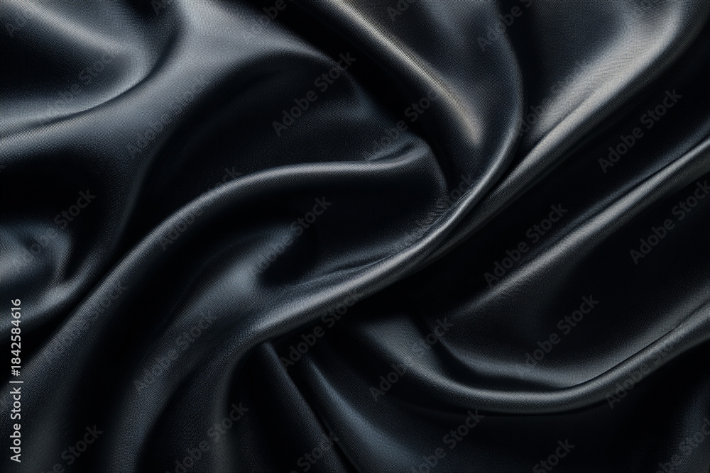 Obraz premium deep black silk fabric with luxurious soft folds and subtle texture