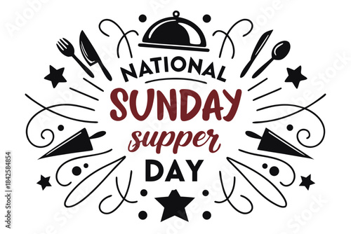 NATIONAL SUNDAY SUPPER DAY vector illustration 