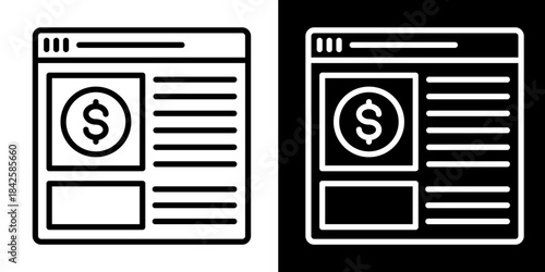 Financial News  Icon Set White Style Collection