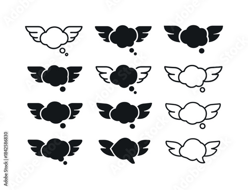 Imagination Flight Logos. imagination flying. Icon set. Set Logo