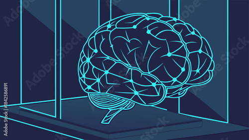 Artificial intelligence neural network processing big data, deep learning on machine chipset, digital brain, futuristic circuit board.