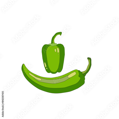 Hand drawn jalapeno and chili pepper seamless repeating background pattern. green chili pattern.