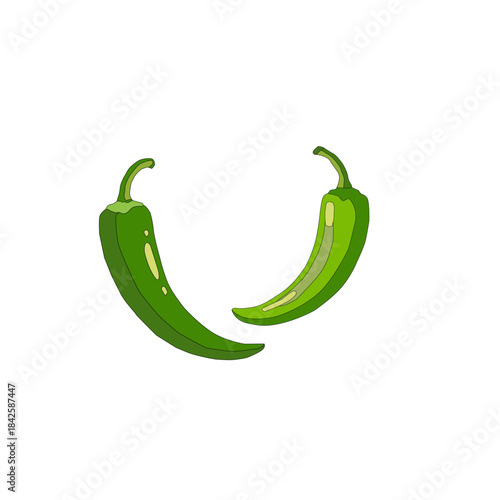 Hand drawn jalapeno and chili pepper seamless repeating background pattern. green chili pattern.