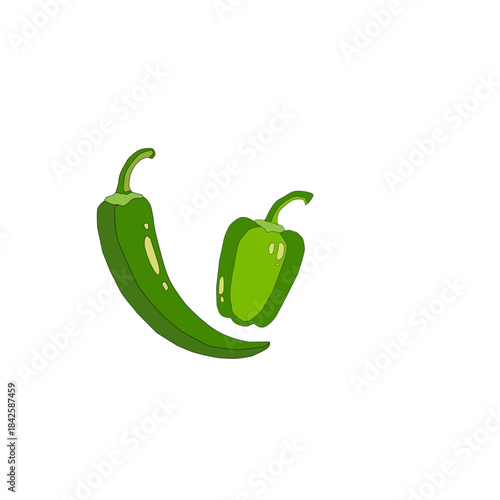 Hand drawn jalapeno and chili pepper seamless repeating background pattern. green chili pattern.