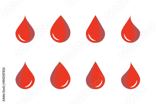 Drop blood icon vector design template, realistic red blood droplet icon set.