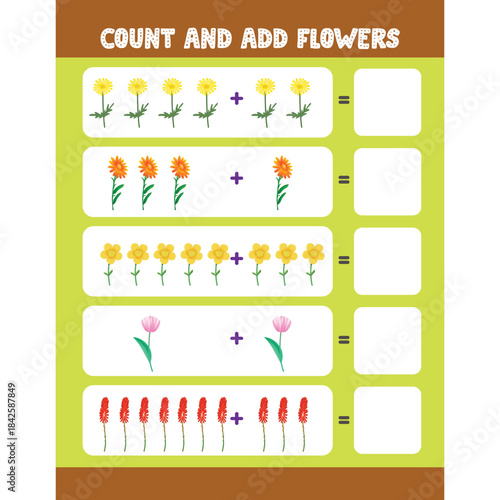 Count and Add worksheet activity for kids page 15