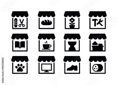 Local Business Icons. Local Businesses. Solid icon set of Local