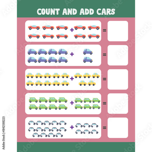 Count and Add worksheet activity for kids page 21