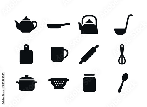 Flea Market Kitchenware Icons. Flea Market Kitchenware. Solid ic