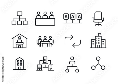Corporate Structure Icons. Corporate Structure. Line icon set of
