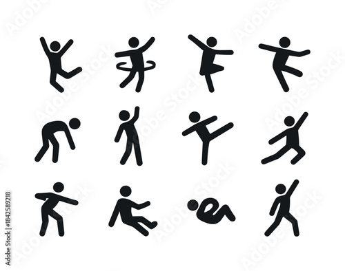 Dance Moves Icons. Dance movements. Solid icon set of dance move