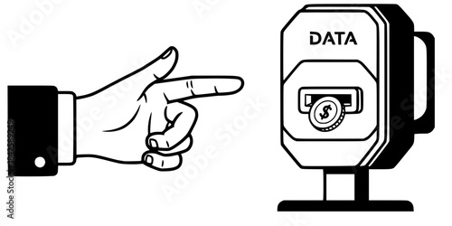 The Price of Data: Human Labor Paid by AI for Digital Input. Gig Economy Vector.