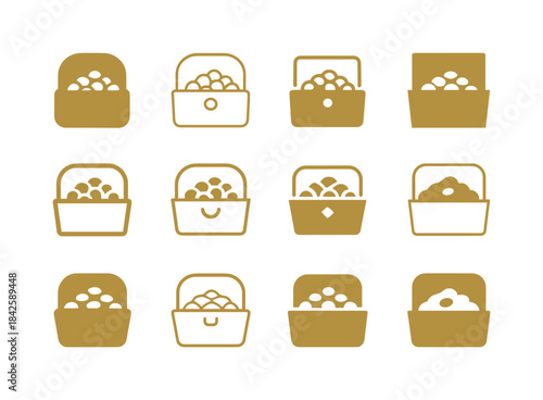 Gold Coin Icons. Gold coins. Icon set. Set Logo of Gold coins: t