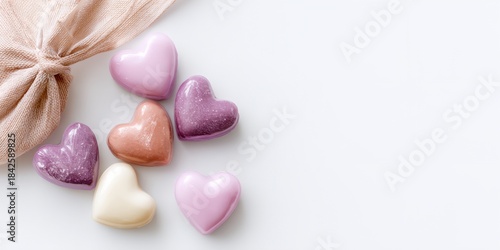 Bunch of hearts are on a white background
