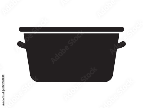 Rectangular Storage Basket Basket icon in silhouette white background.